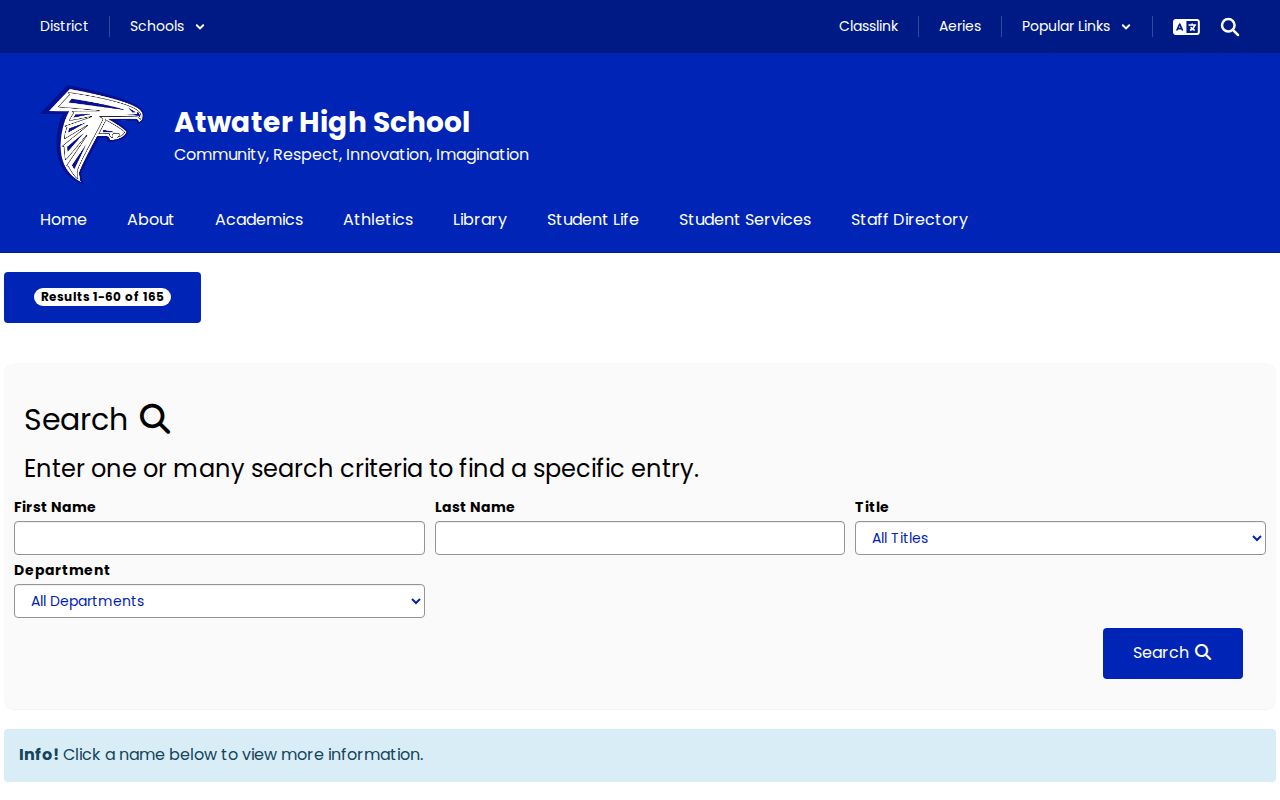 Atwater people directories Atwater High staff directory