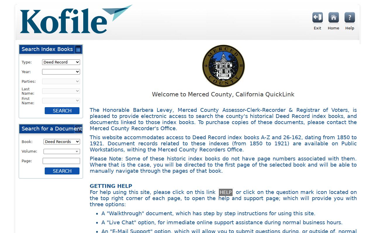 Atwater public records historical Merced County deed index