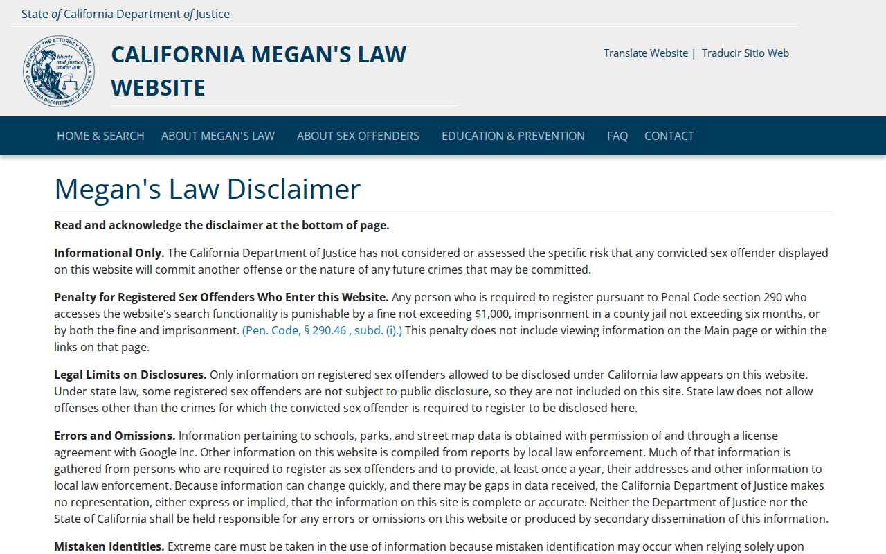 Atwater voter registration records distinction from California Megan's Law registry